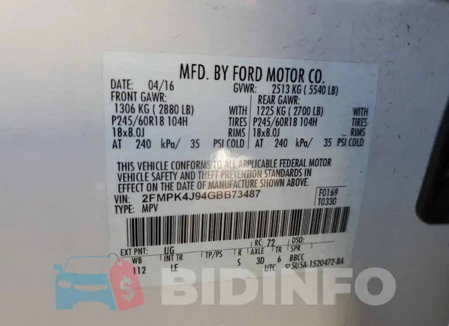 2FMPK4J94GBB73487 Photo# 14