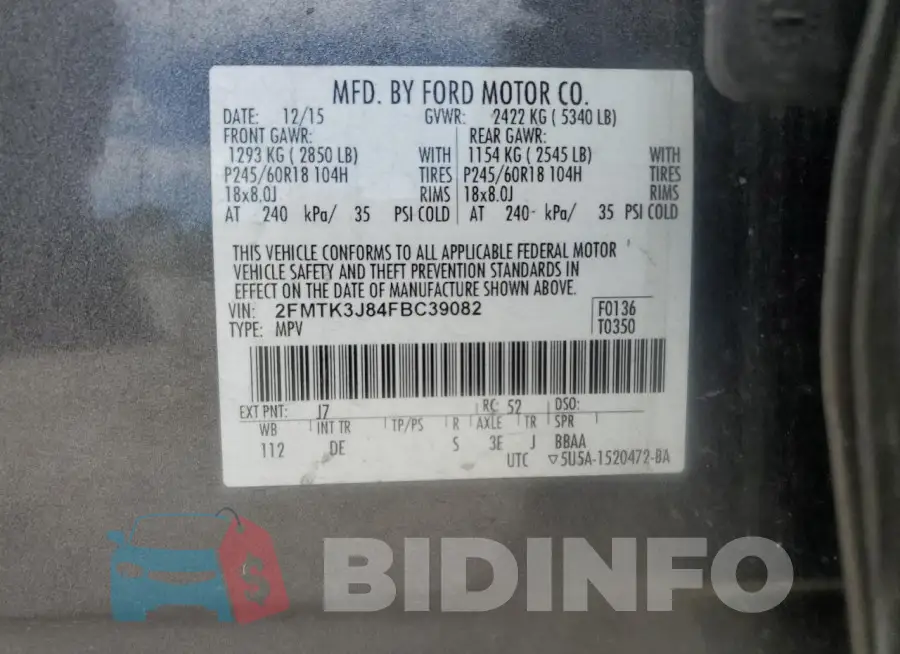 2FMTK3J84FBC39082 Photo# 14