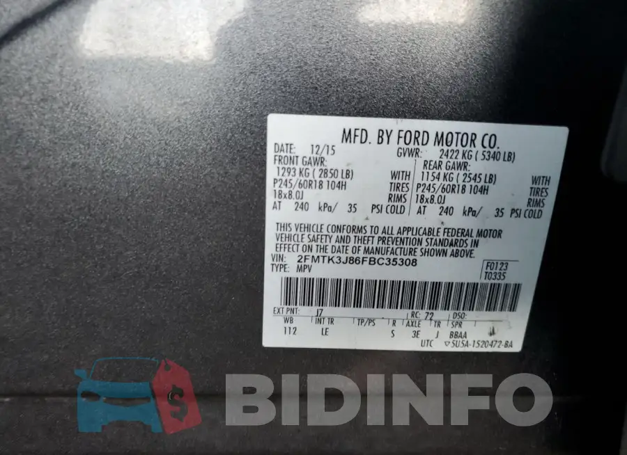 2FMTK3J86FBC35308 Photo# 13