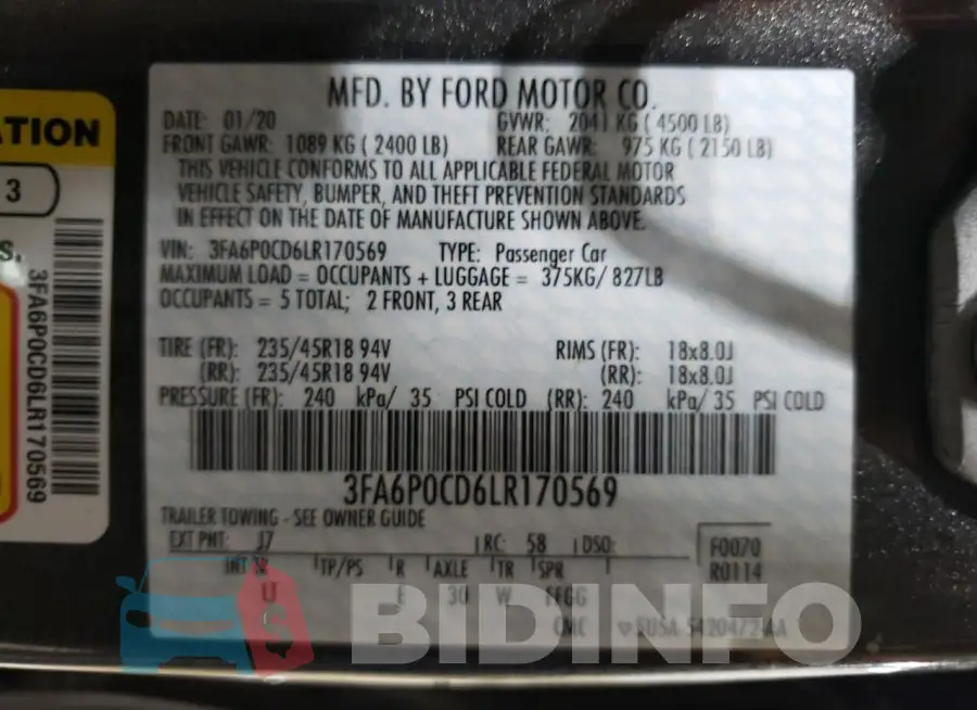 3FA6P0CD6LR170569 Photo# 13