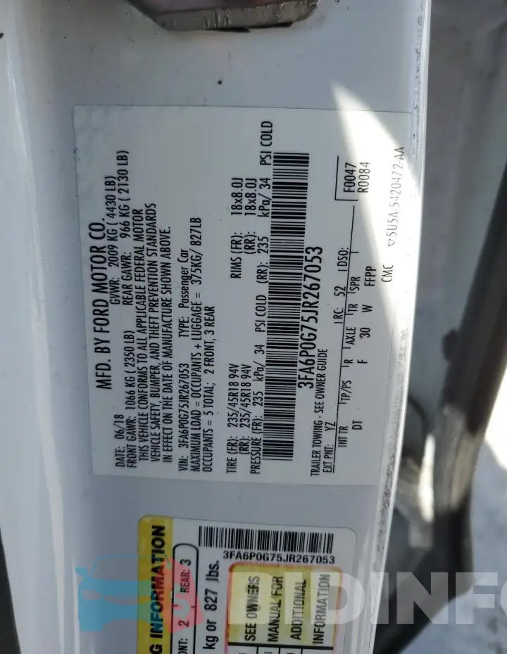 3FA6P0G75JR267053 Photo# 13