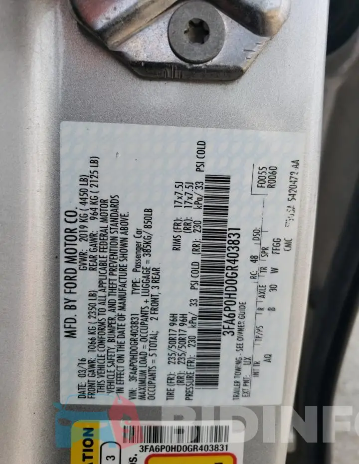 3FA6P0HD0GR403831 Photo# 12