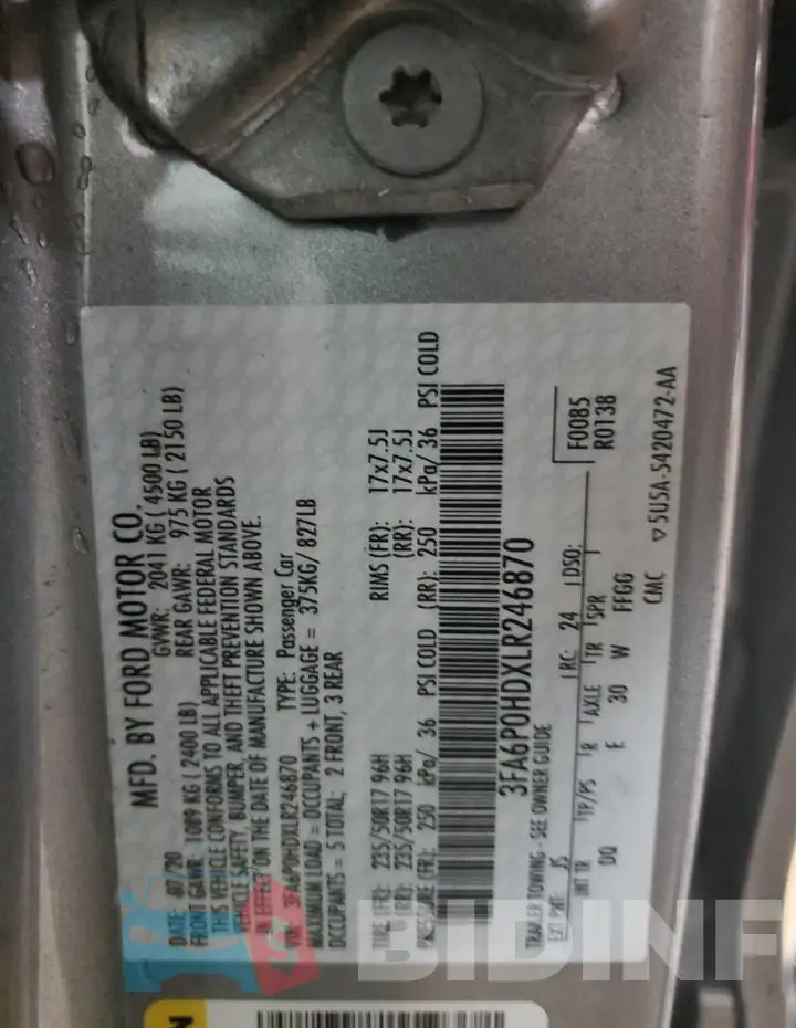 3FA6P0HDXLR246870 Photo# 12