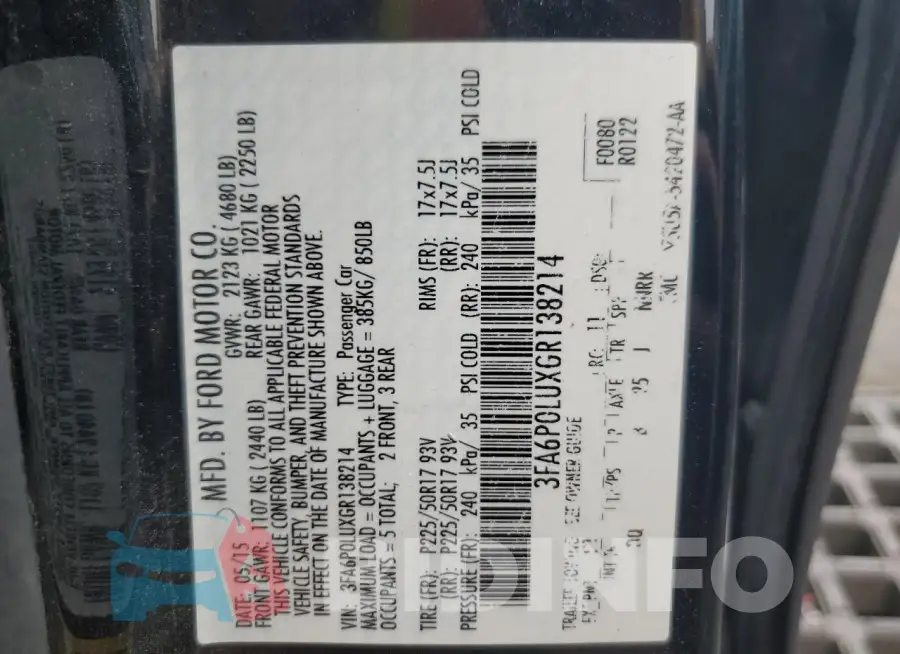 3FA6P0LUXGR138214 Photo# 12