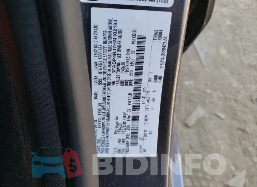 3FADP4BJ7HM102193 Photo# 12