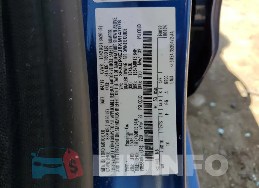 3FADP4EJ8KM147078 Photo# 12