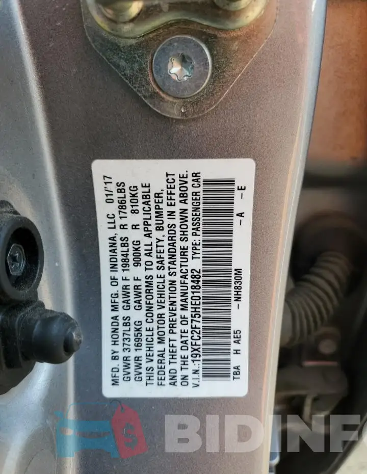 19XFC2F75HE018482 Photo# 12