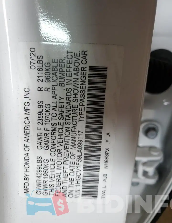1HGCV1F59LA099117 Photo# 13
