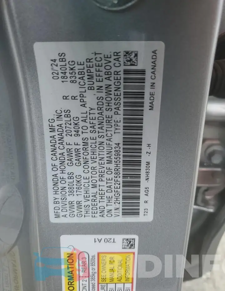 2HGFE2F58RH559834 Photo# 13