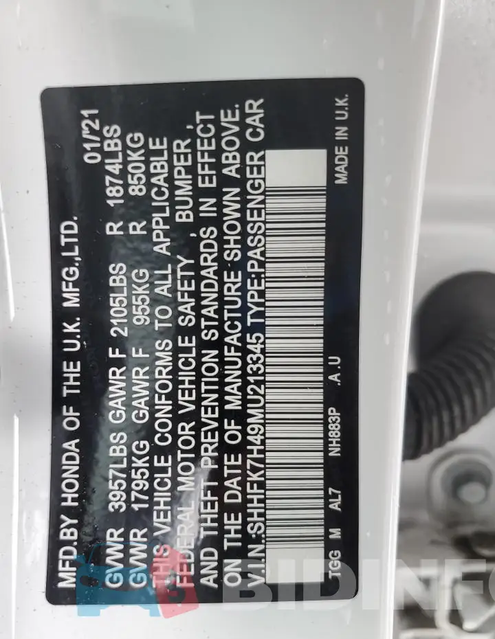 SHHFK7H49MU213345 Photo# 12