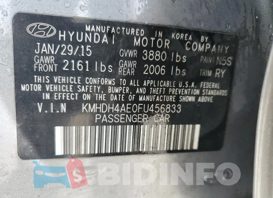 KMHDH4AE0FU456833 Photo# 13