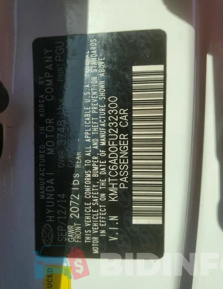 KMHTC6AD0FU232300 Photo# 12