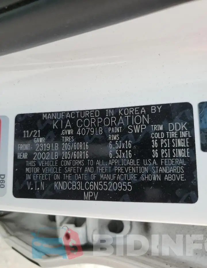 KNDCB3LC6N5520955 Photo# 12