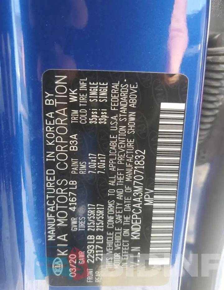 KNDEPCAA3M7071832 Photo# 13