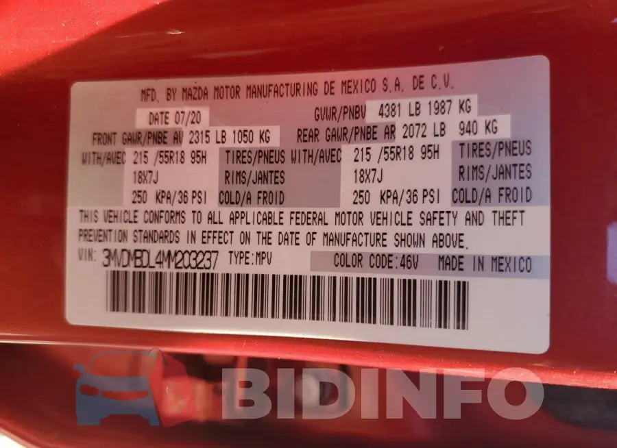 3MVDMBDL4MM203237 Photo# 14