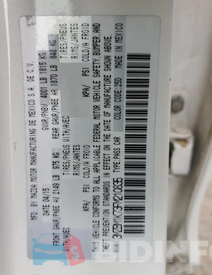 3MZBM1K73FM210835 Photo# 12