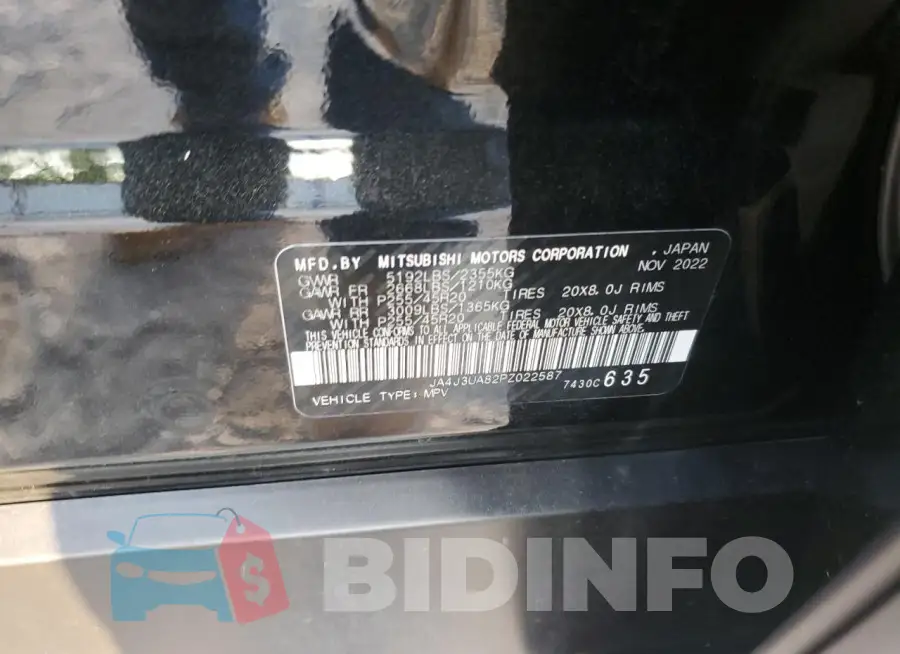 JA4J3UA82PZ022587 Photo# 13
