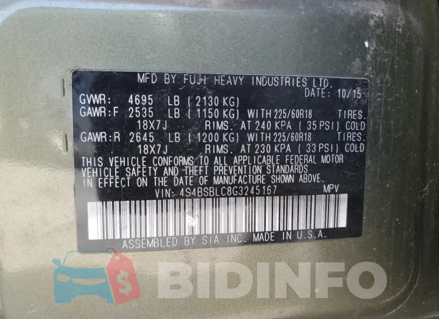 4S4BSBLC8G3245167 Photo# 14
