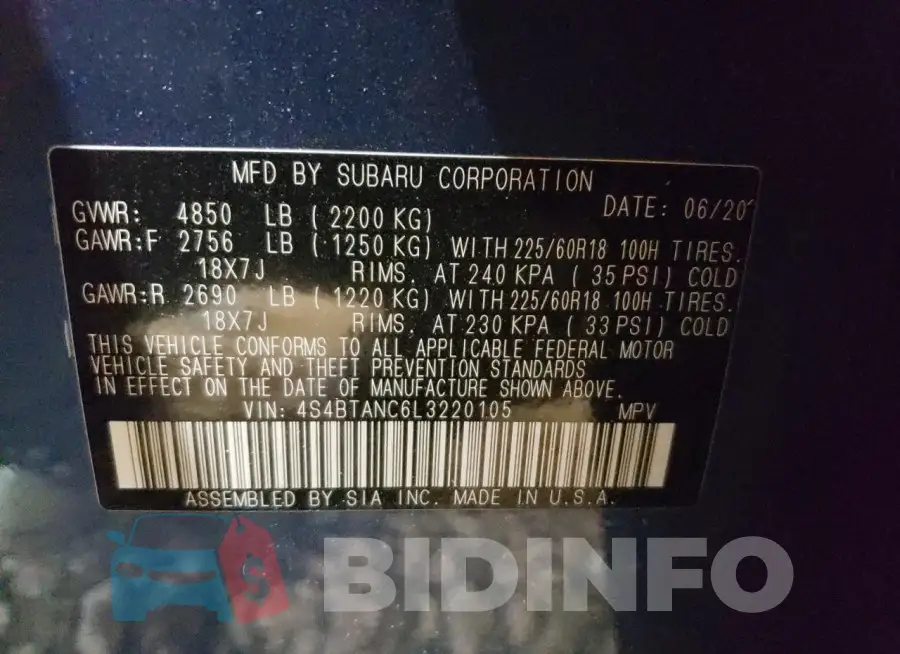 4S4BTANC6L3220105 Photo# 12