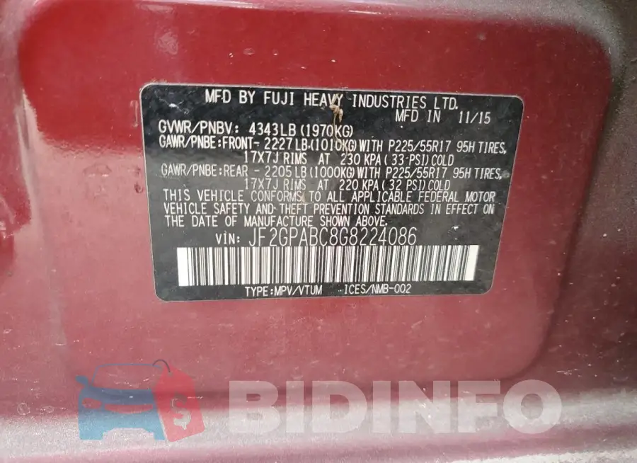 JF2GPABC8G8224086 Photo# 13