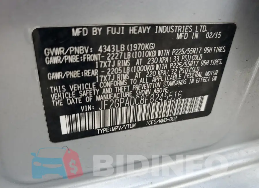 JF2GPADC8F8245516 Photo# 14