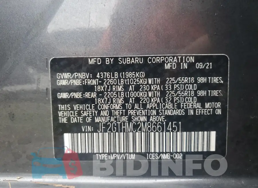 JF2GTHMC2M8661451 Photo# 14