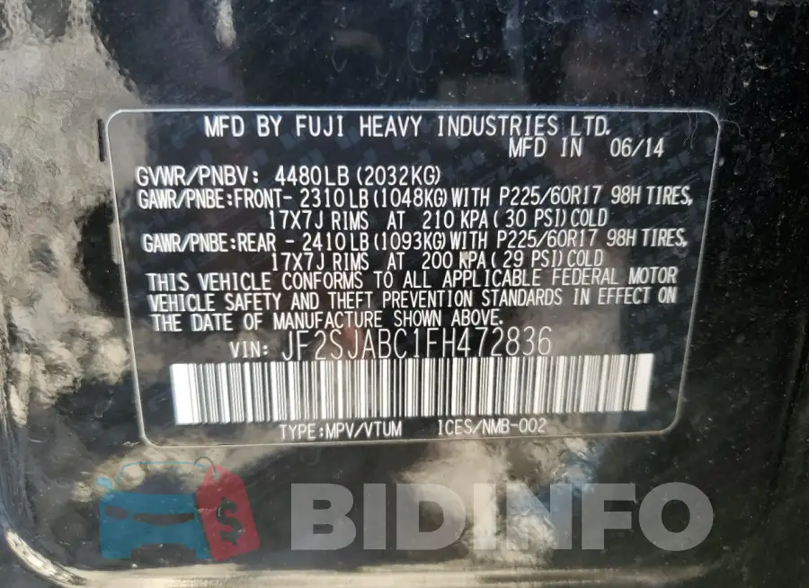 JF2SJABC1FH472836 Photo# 13
