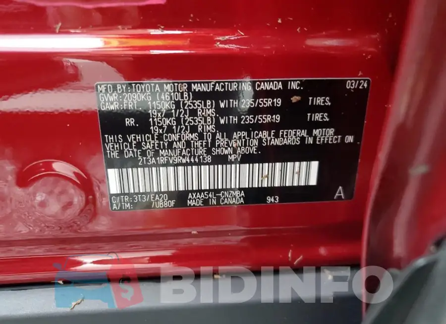 2T3A1RFV9RW444138 Photo# 14
