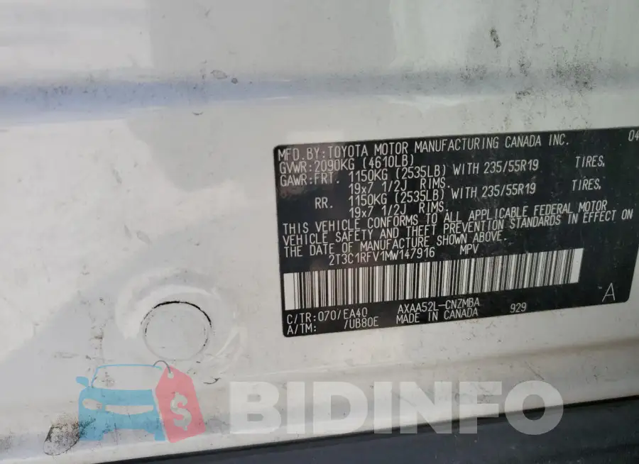 2T3C1RFV1MW147916 Photo# 13