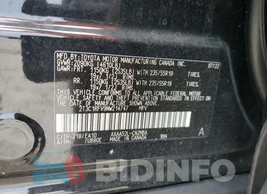 2T3C1RFV9NW214747 Photo# 12
