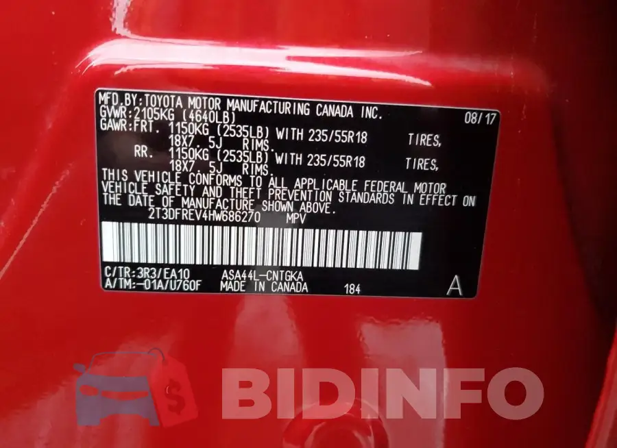 2T3DFREV4HW686270 Photo# 13