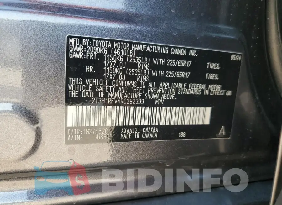 2T3H1RFV4RC282399 Photo# 13