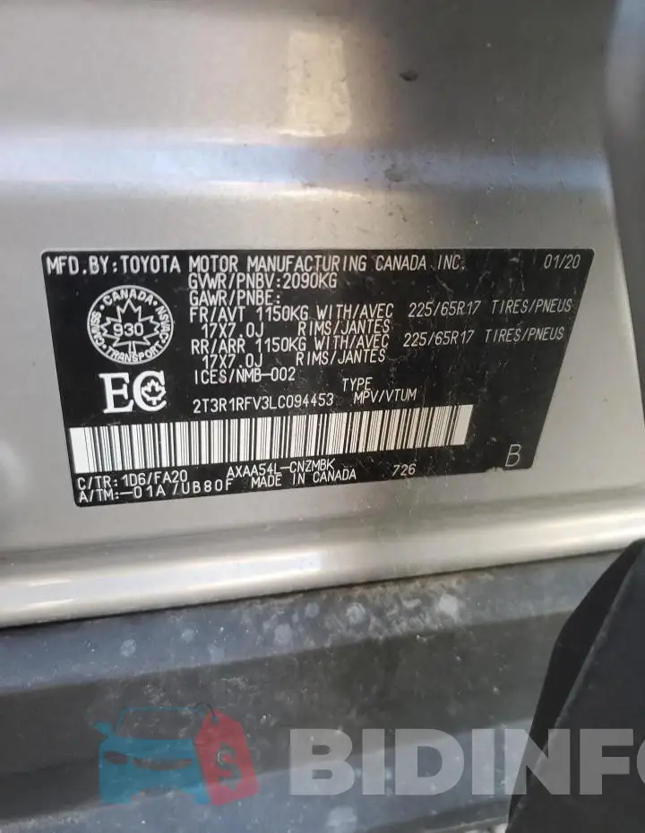 2T3R1RFV3LC094453 Photo# 13