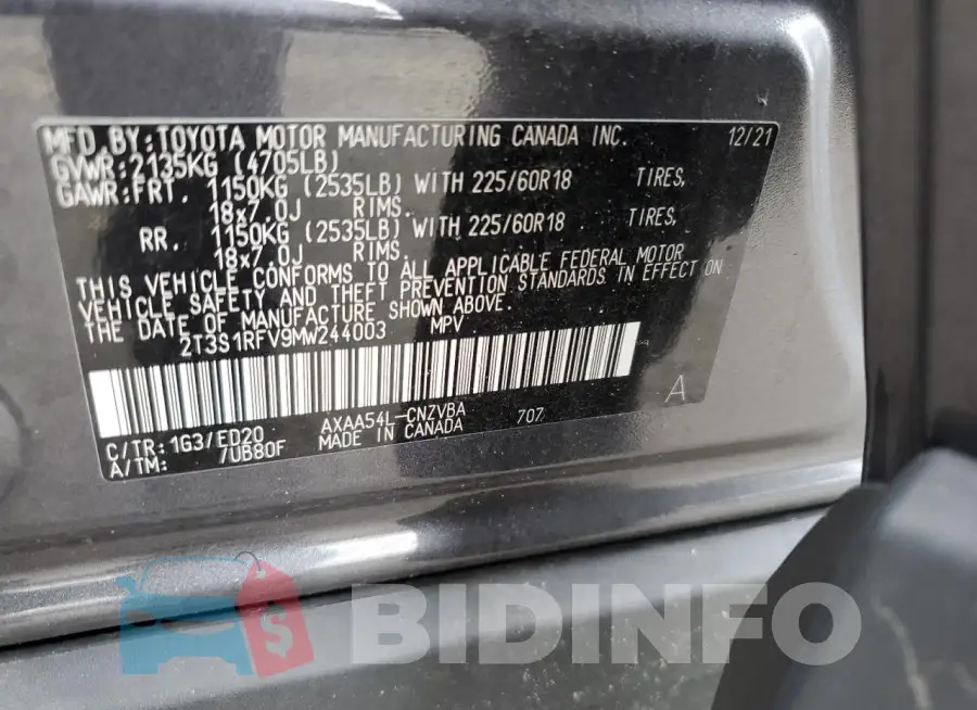 2T3S1RFV9MW244003 Photo# 14