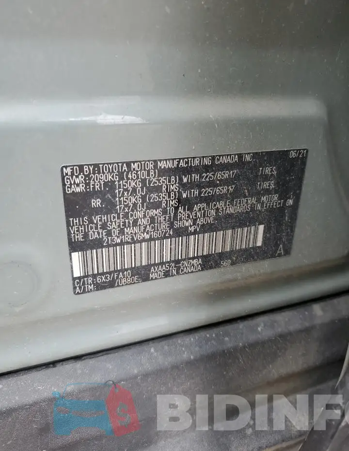 2T3W1RFV6MW160724 Photo# 13