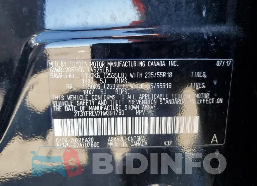 2T3YFREV7HW391780 Photo# 13