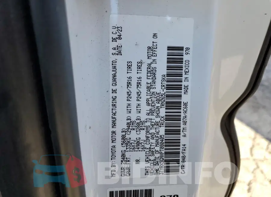 3TYRX5GNXPT080405 Photo# 12