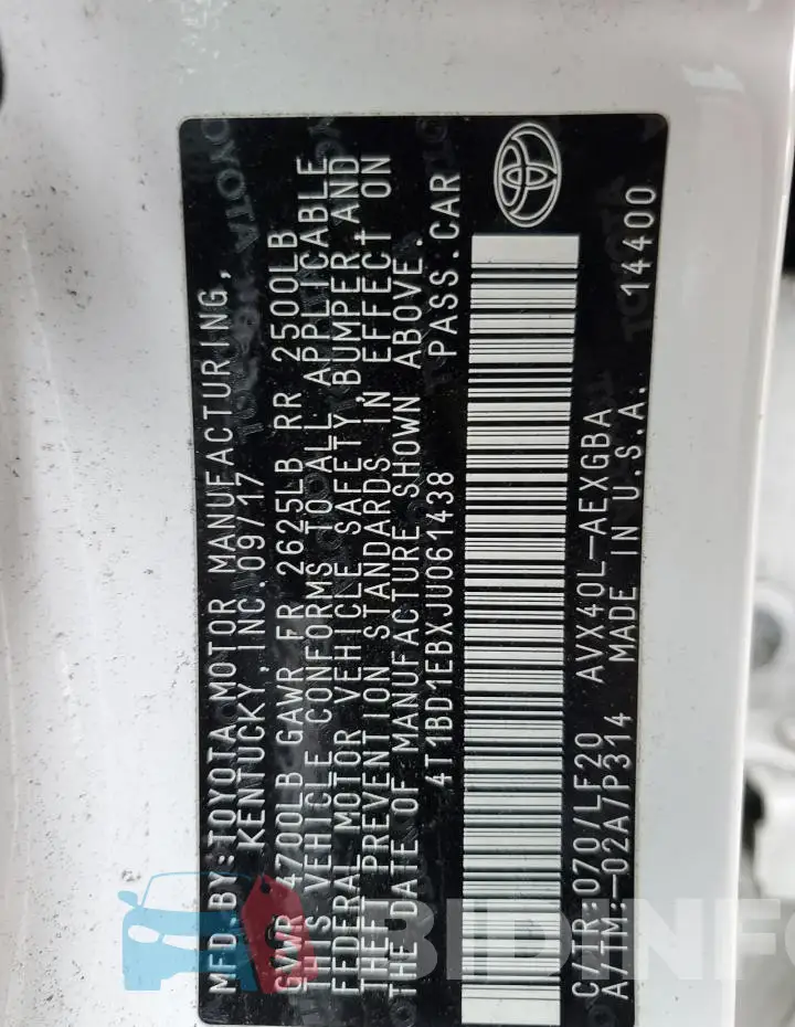 4T1BD1EBXJU061438 Photo# 12