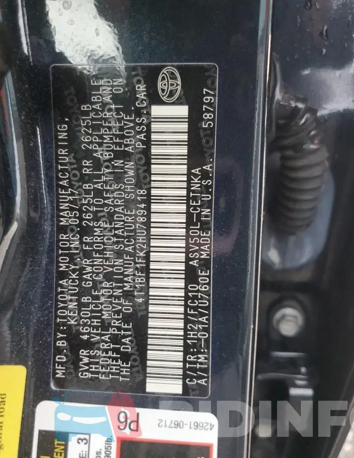 4T1BF1FK2HU789418 Photo# 13