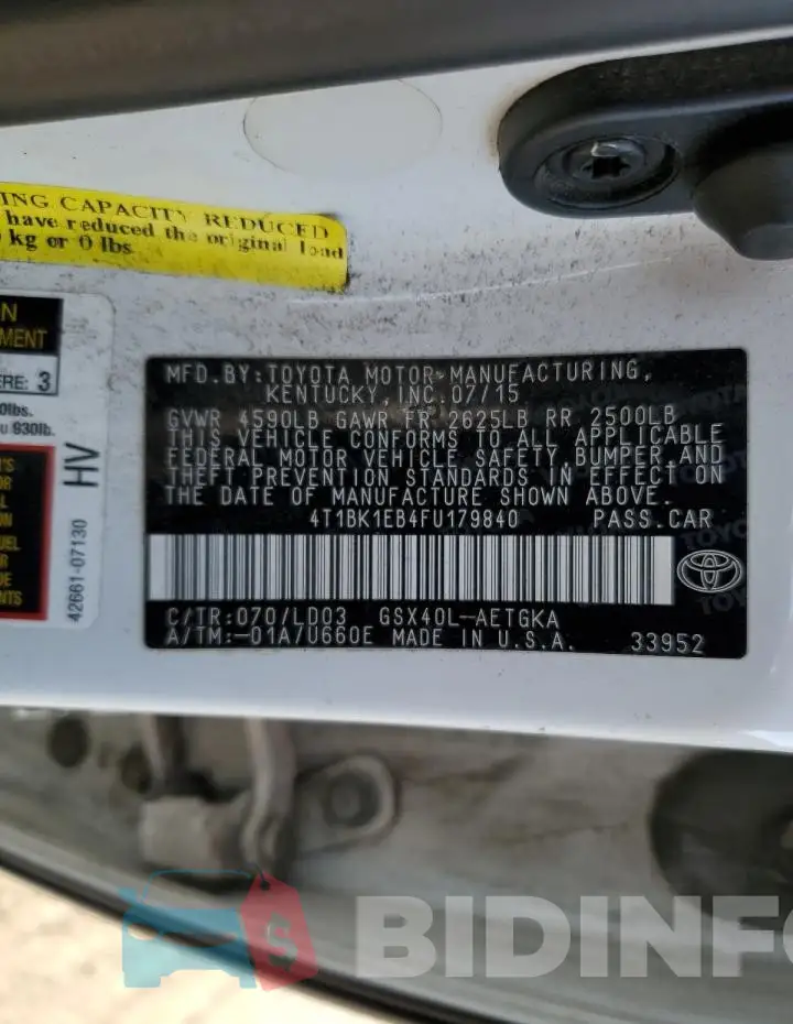 4T1BK1EB4FU179840 Photo# 12
