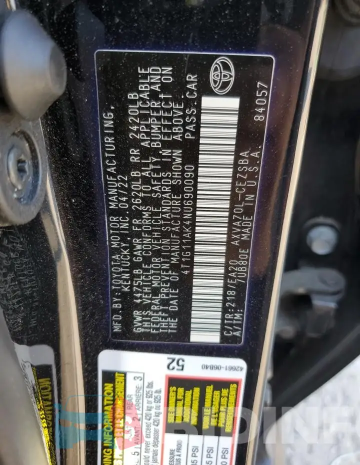 4T1G11AK4NU690090 Photo# 12