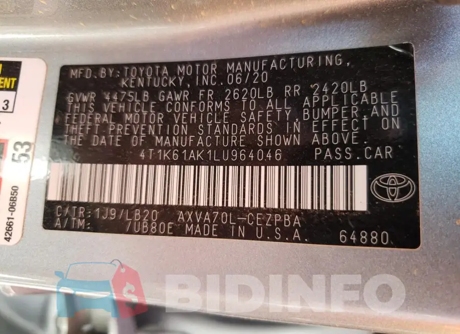 4T1K61AK1LU964046 Photo# 12