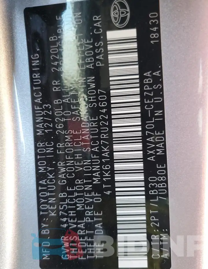 4T1K61AK7RU224607 Photo# 13