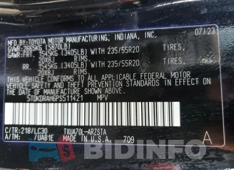 5TDKDRAH6PS511421 Photo# 14
