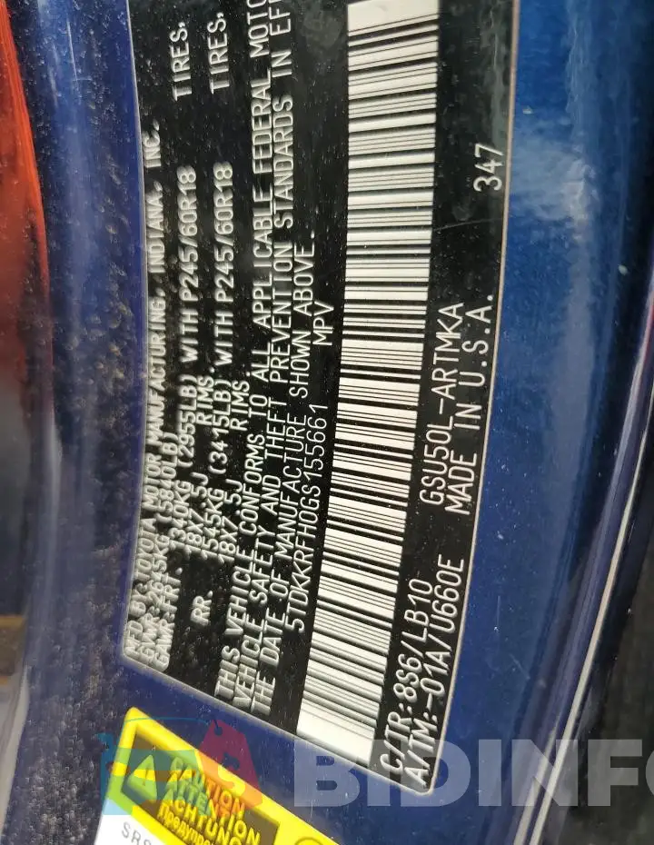 5TDKKRFH0GS155661 Photo# 12