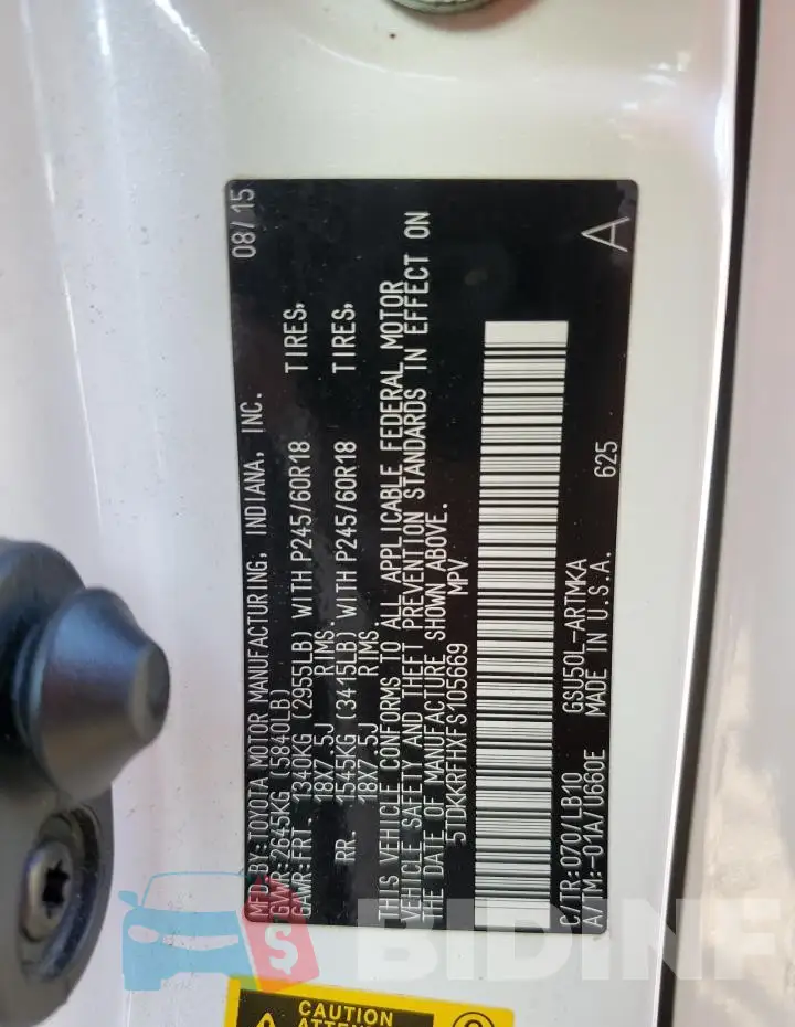 5TDKKRFHXFS105669 Photo# 13