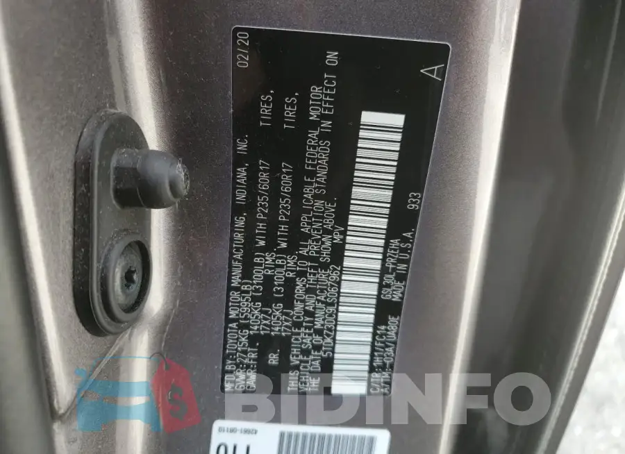 5TDKZ3DC9LS067962 Photo# 14
