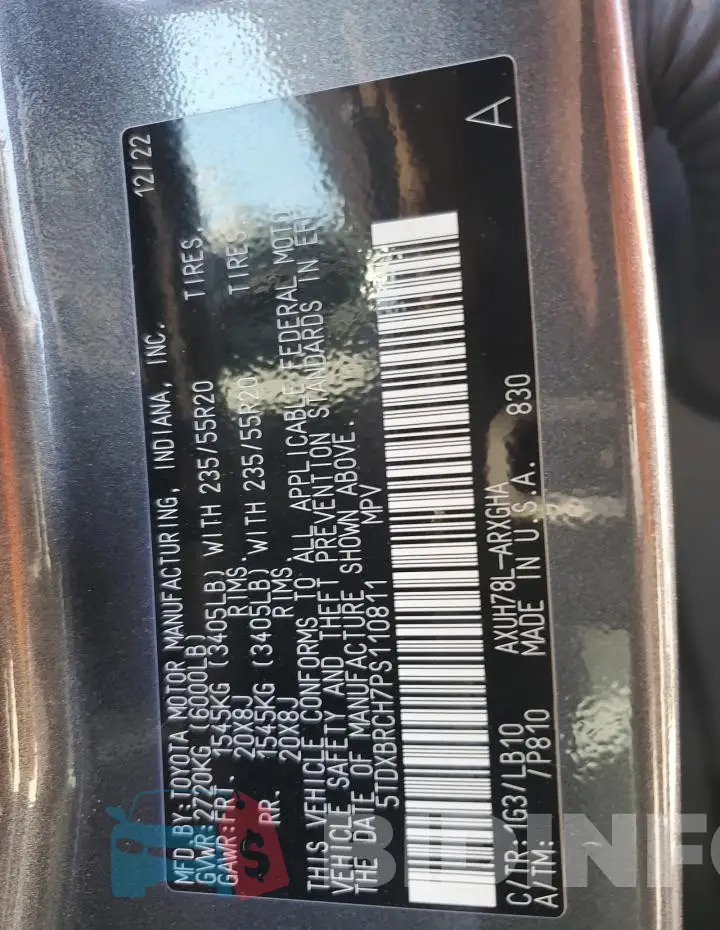 5TDXBRCH7PS110811 Photo# 13