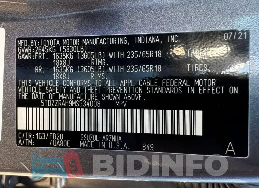5TDZZRAH9MS534008 Photo# 15