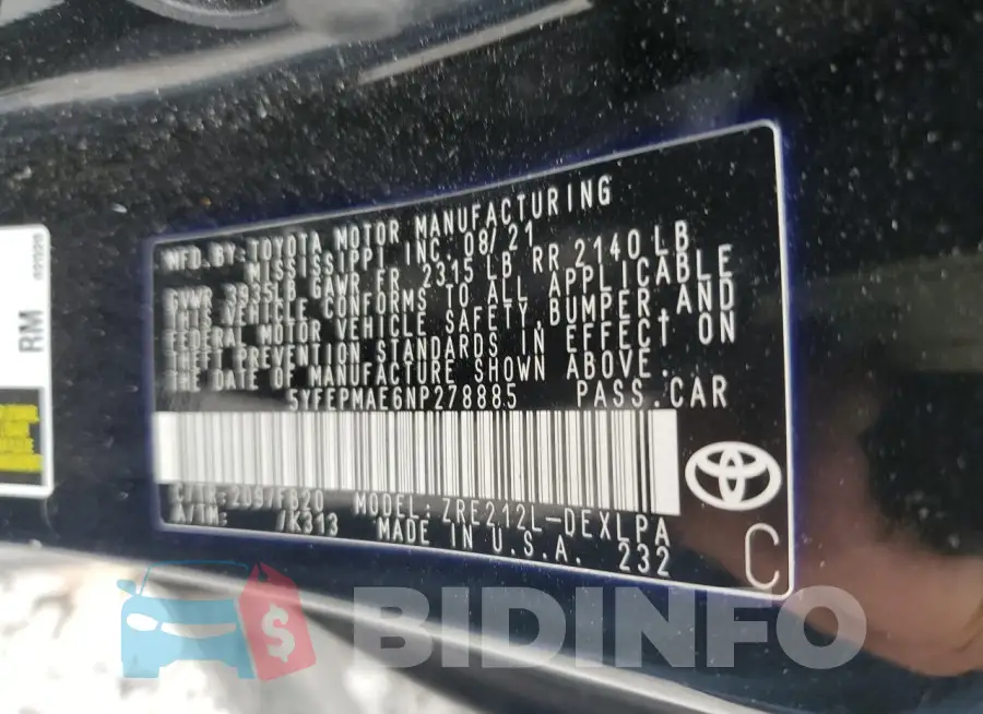 5YFEPMAE6NP278885 Photo# 12
